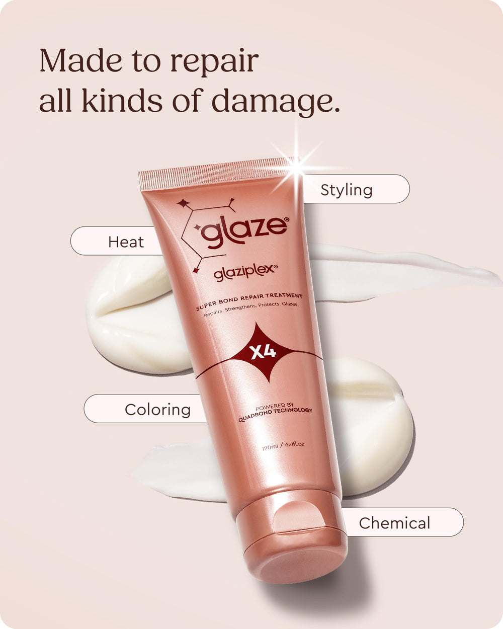 Glaze Glaziplex at-home routine setup conveys easy weekly repair ritual.