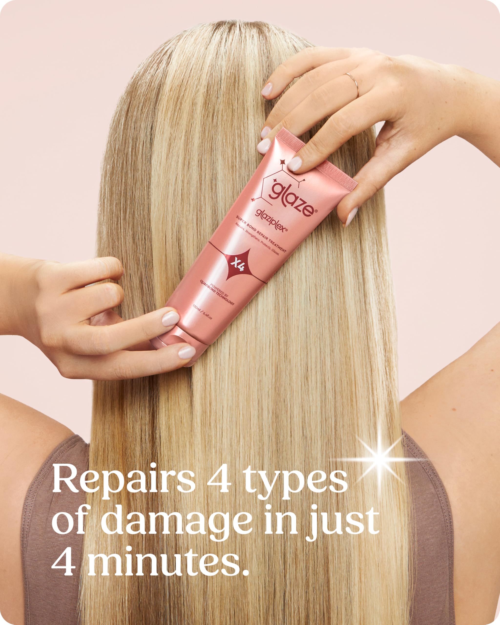 Glaze Glaziplex shine close-up shows salon-worthy gloss after treatment.