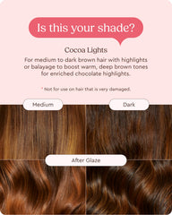 Glaze Super Gloss Cocoa Lights color-boosting gloss enhances balayage without gray coverage.