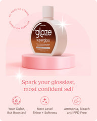 Glaze Super Gloss Cocoa Lights application scene highlights reflective shine on highlighted strands.