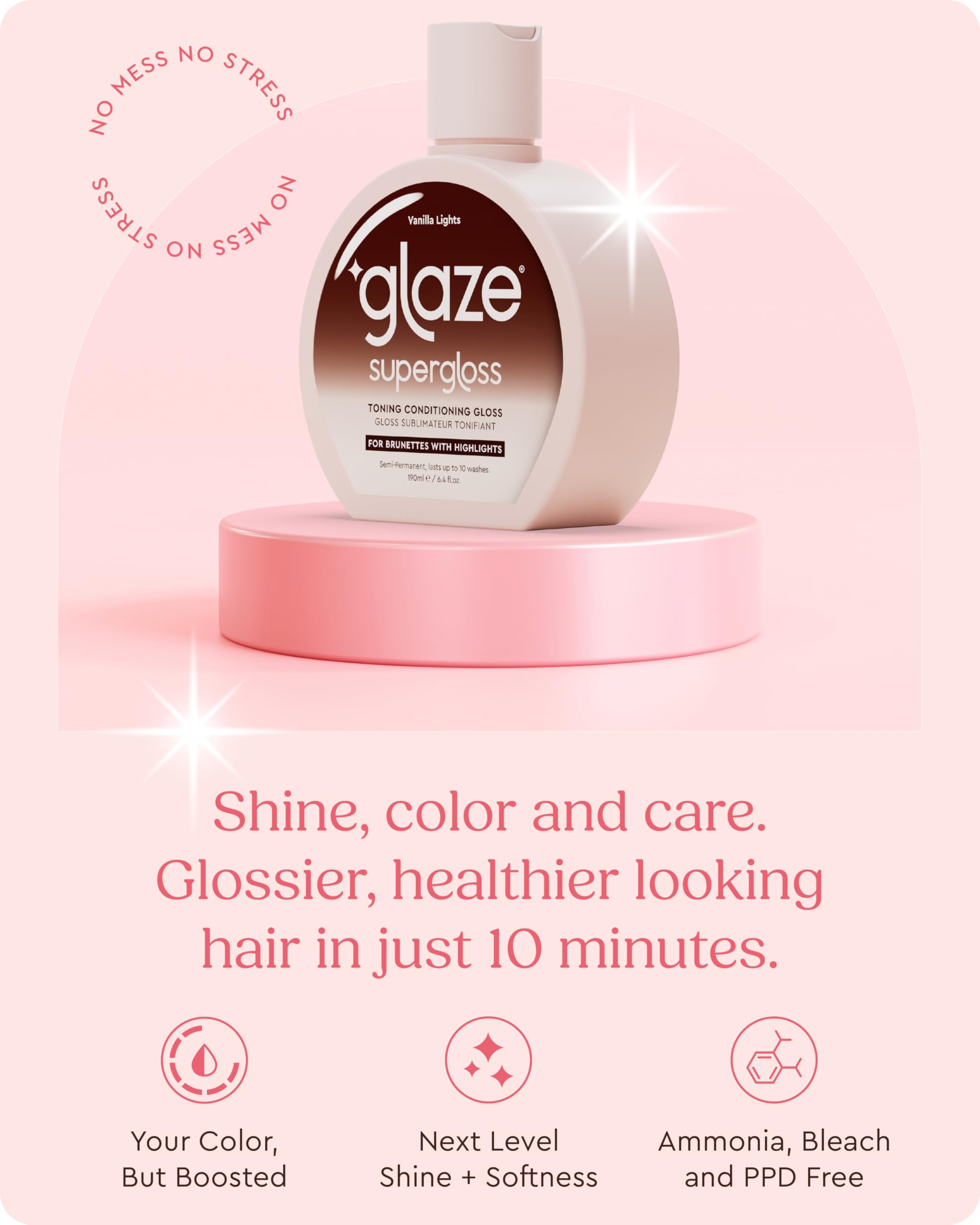 Glaze Supergloss applying gloss on hair delivers instant color and moisture.