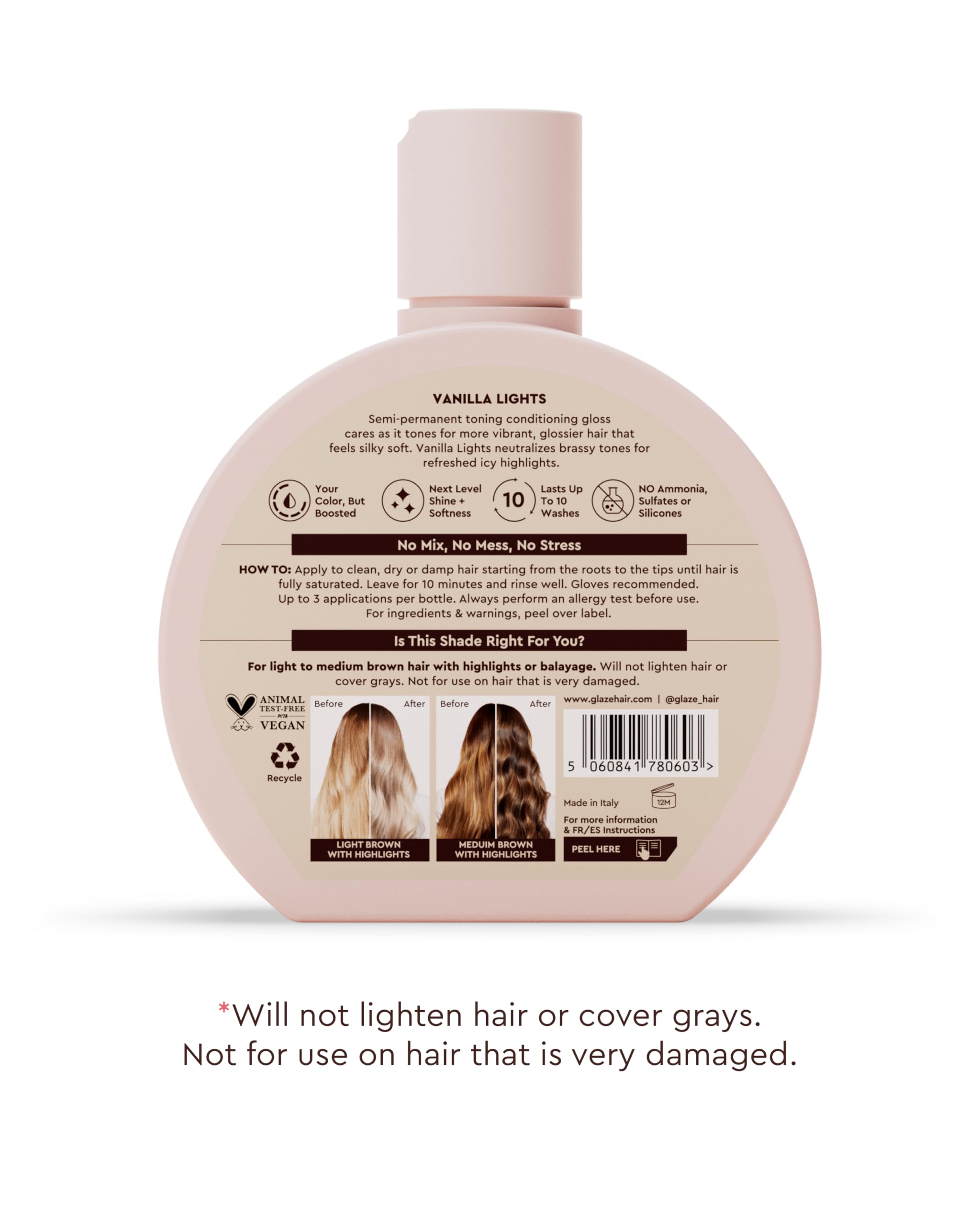 Glaze Supergloss Babassu oil nourishes hair with conditioning blend for softness.