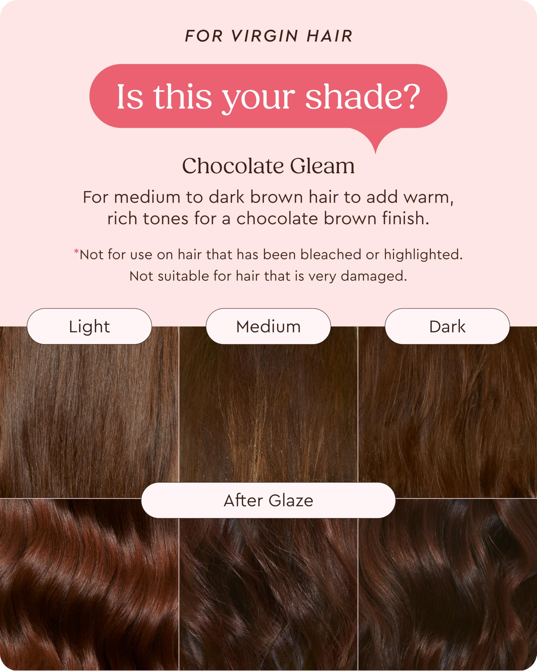Dark brown hair after Glaze Supergloss with visible shine