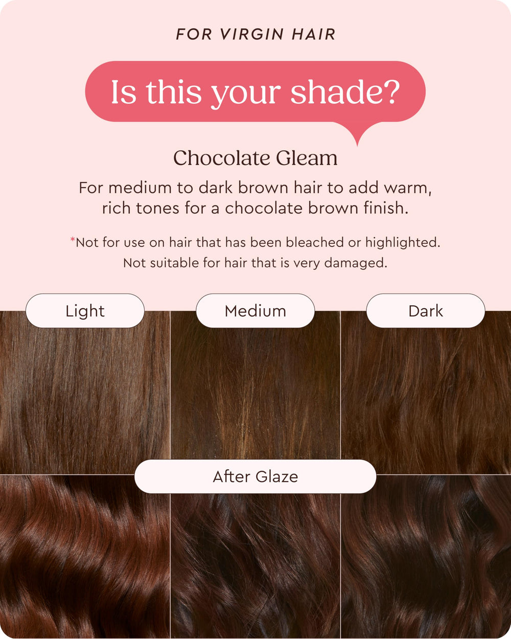 Dark brown hair after Glaze Supergloss with visible shine