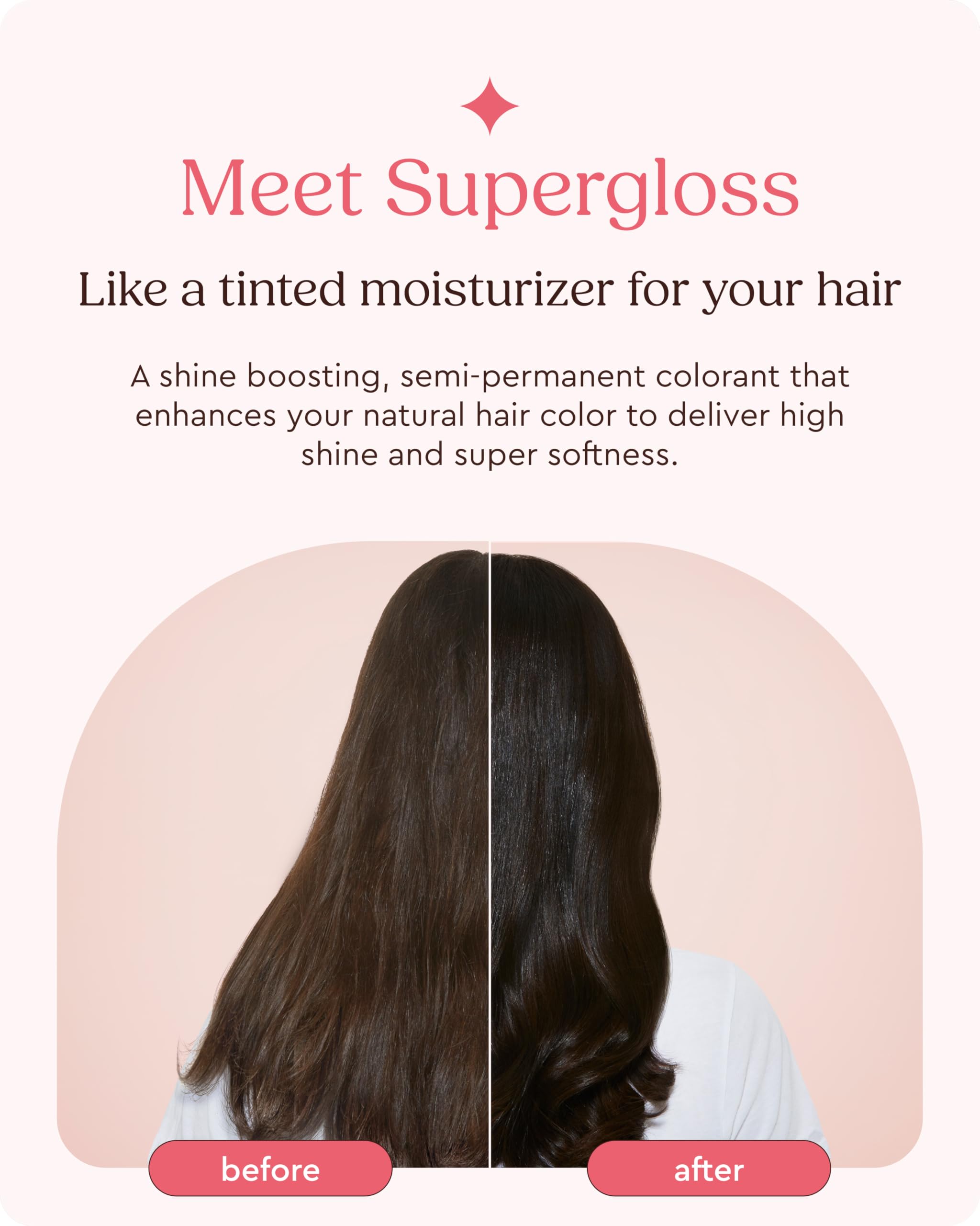 Glaze Supergloss dispensing pump enables mess-free color application on brunette hair.