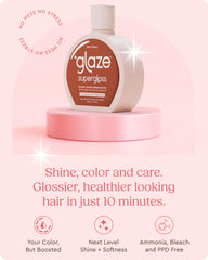 Glaze Supergloss hair shine closeup highlighting gloss finish