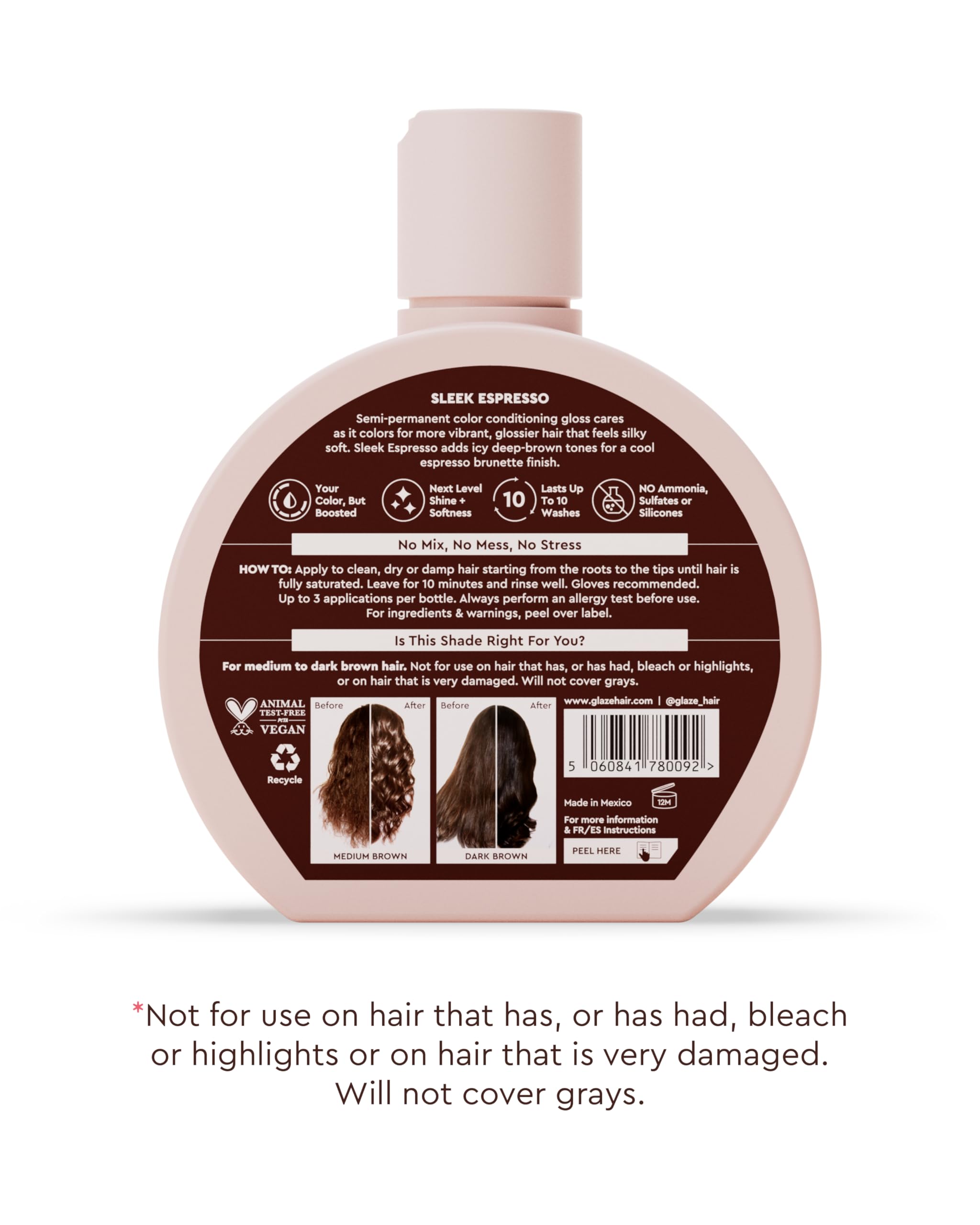 Glaze Supergloss pump-dispense action demonstrates precise color deposit on strands.