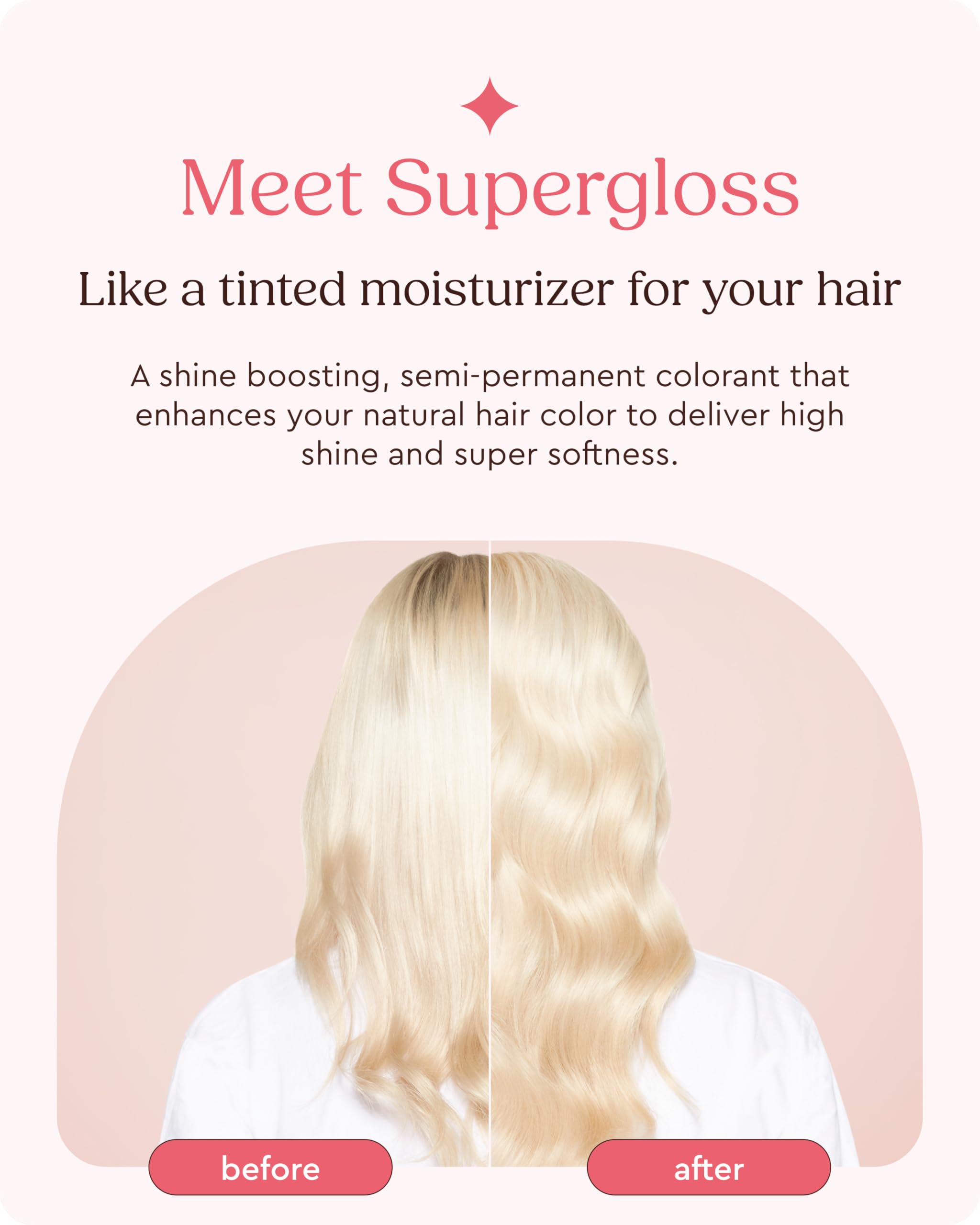 Glaze Supergloss purple-toning bottle closeup highlighting cool-toned color for light blonde hair