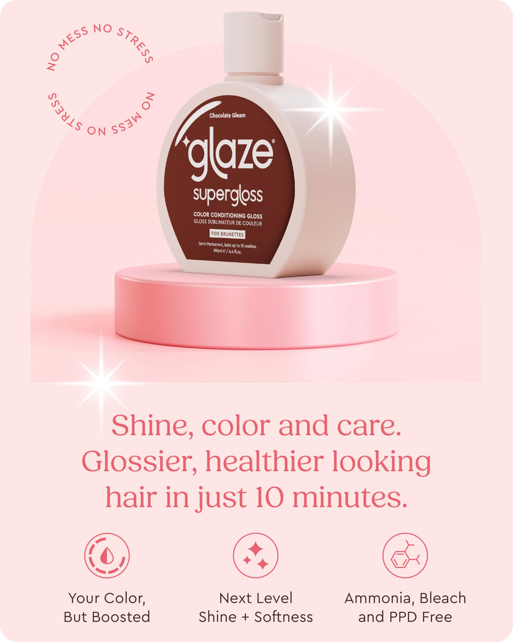 Close-up of Glaze Supergloss semi-permanent color pigments for dark brown hair