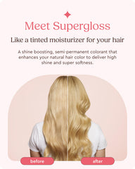 Glaze Supergloss Warm Blonde pump demonstrates easy dispensing for precise application and color refresh.