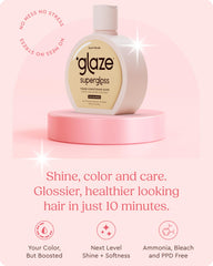 Glaze Supergloss Warm Blonde swatches illustrate true-to-shade semi-permanent color payoff.