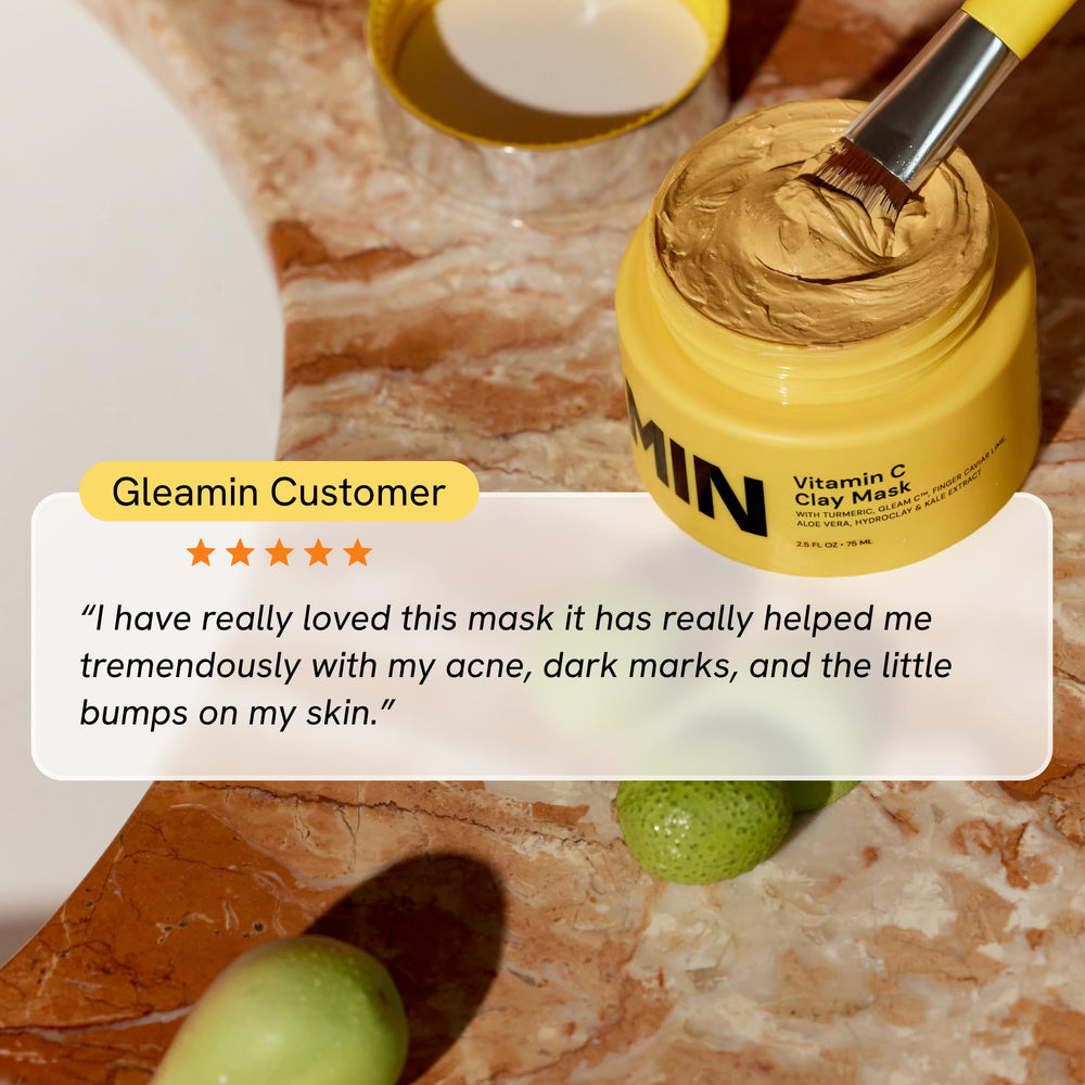 Gleamin Vitamin C Clay Mask during full-face application demonstrates coverage.