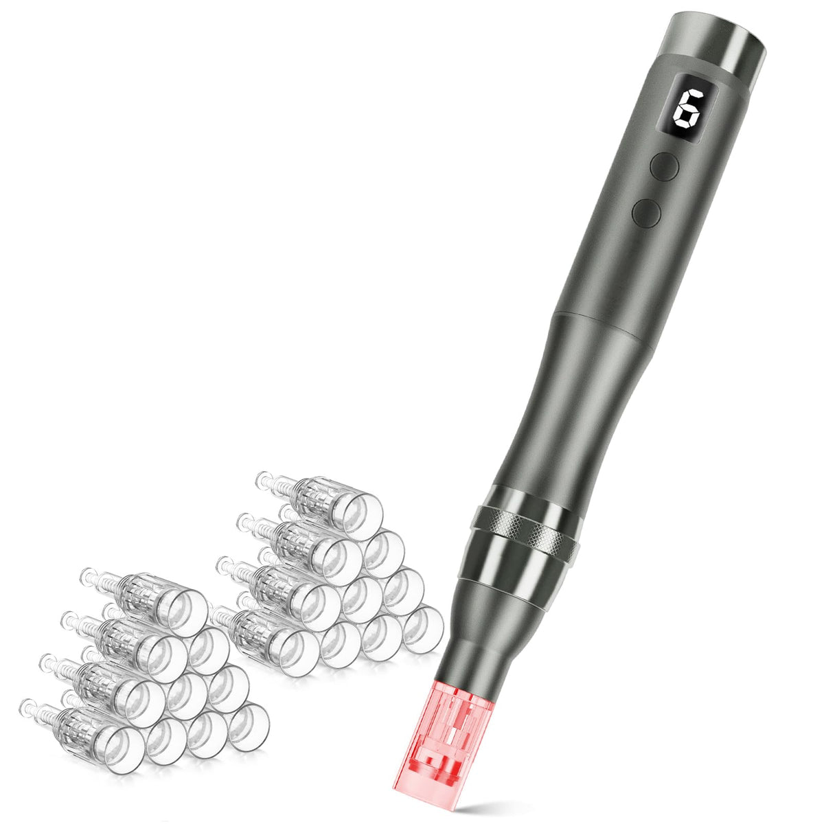 Glemme microneedle derma roller pen front view for easy at-home sessions.