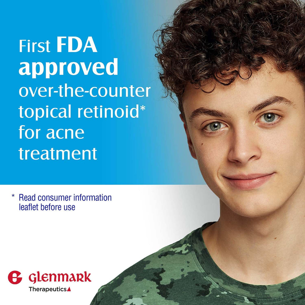 Glenmark Therapeutics Adapalene Gel labeling shows paraben-free formulation.