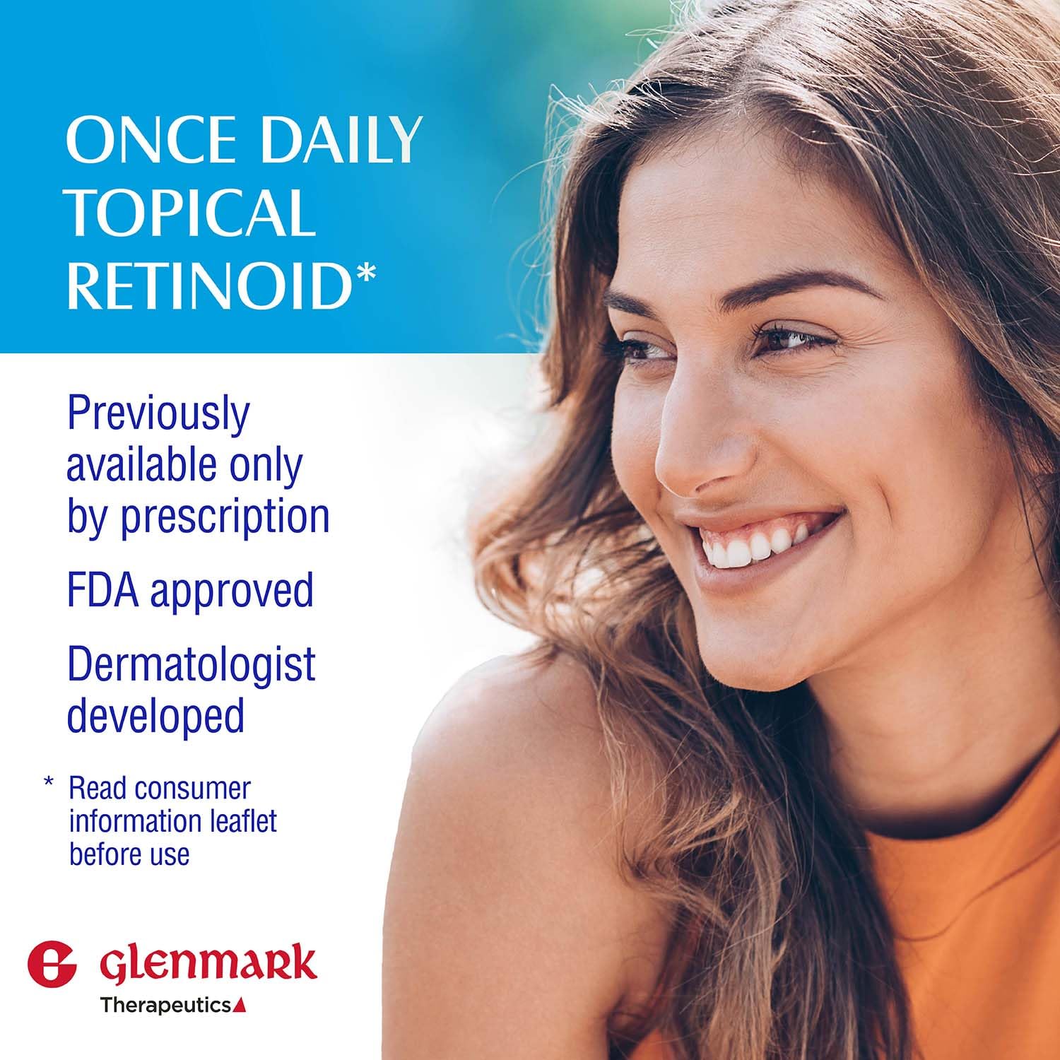 Glenmark Therapeutics Adapalene Gel box and label indicate paraben-free formula.