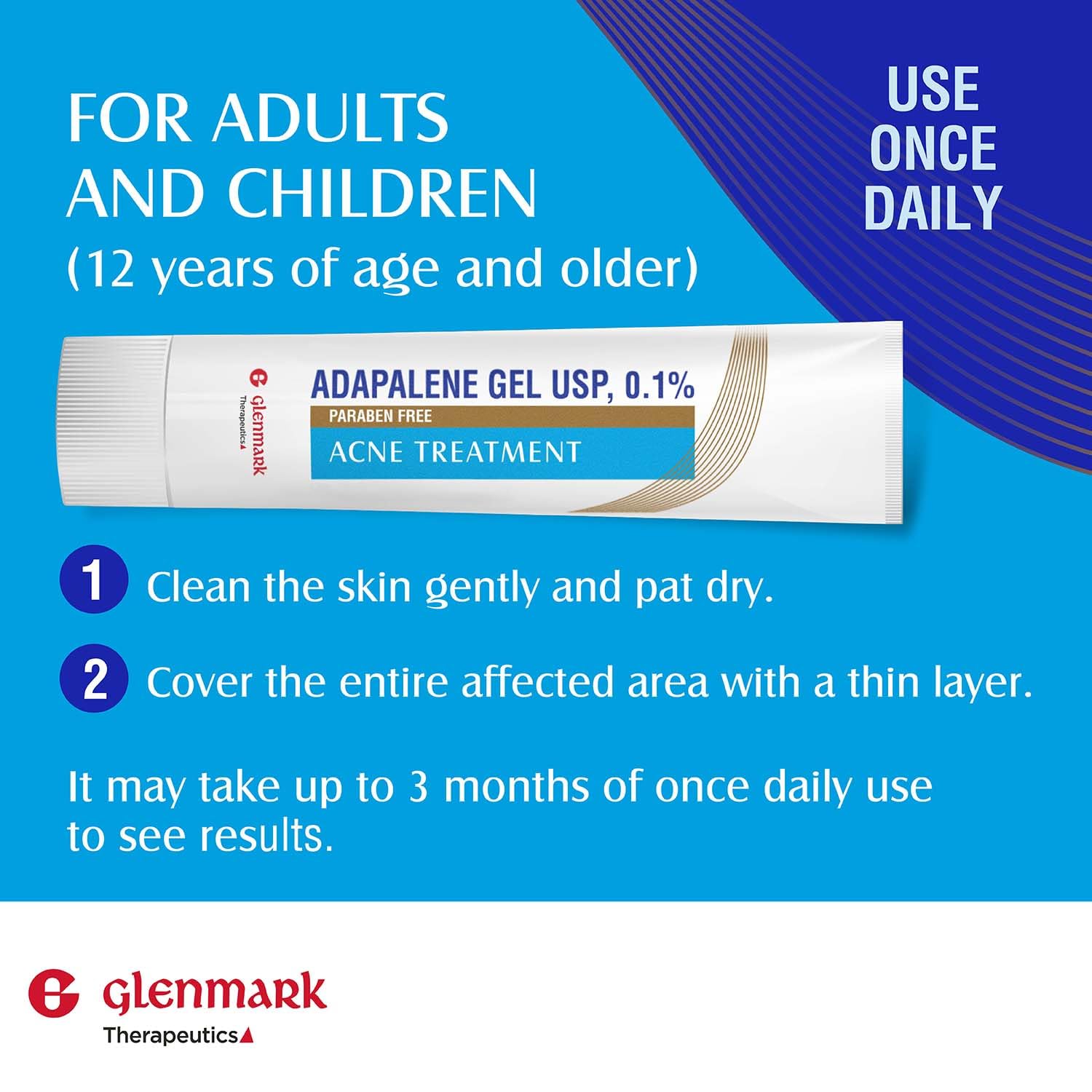 Glenmark Therapeutics Adapalene Gel in a skincare routine with cleanser.