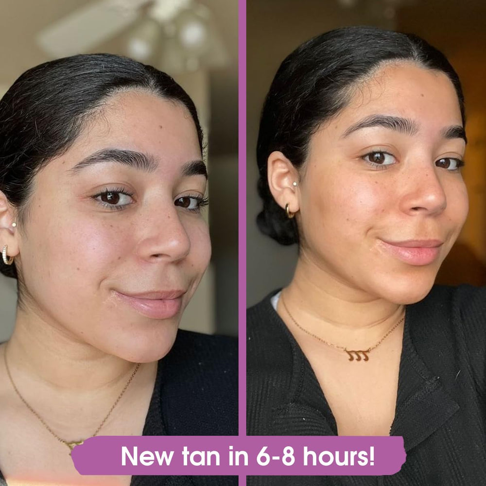 GLEOW face tanning drops mixer in moisturizer demonstrates customizable intensity for face.