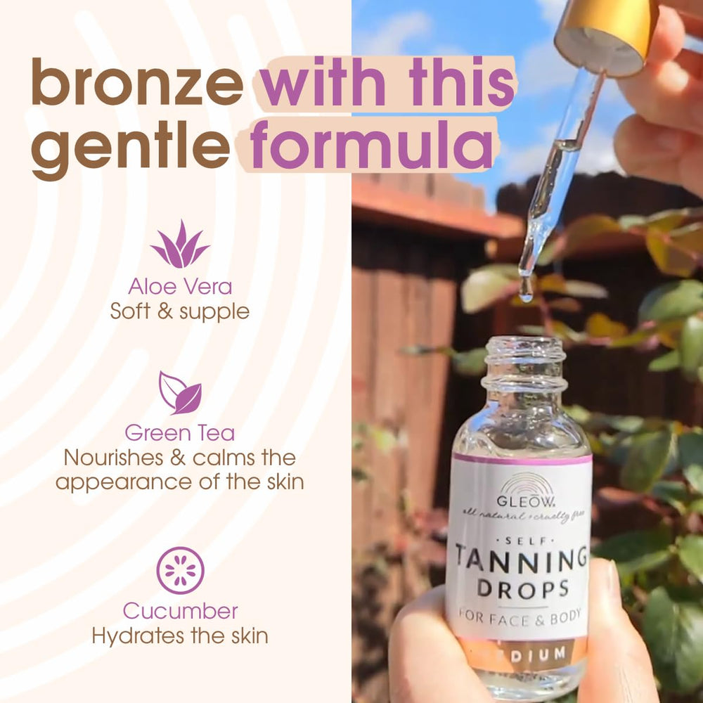 GLEOW ingredients chamomile green-tea visual suggests soothing, skin-loving components.