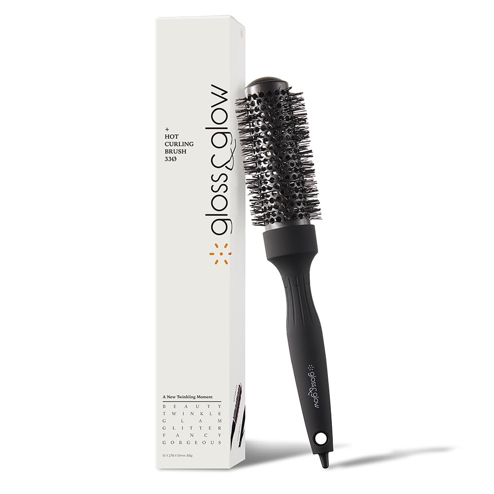 GLGL non-electric round brush with ceramic barrel for smooth blowouts.