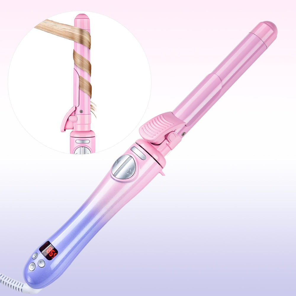 GLIGAM rotating curling iron 1-inch barrel close-up for smooth, long-lasting waves.