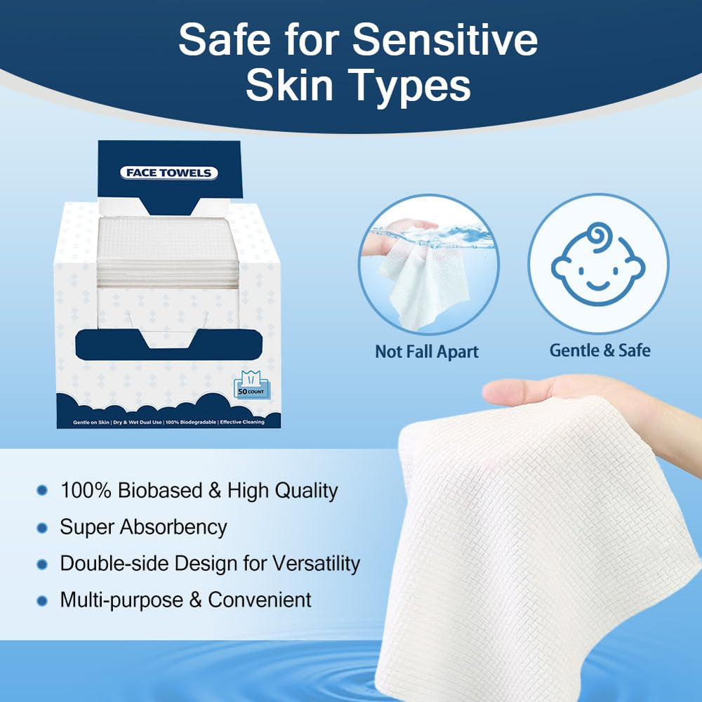 GLIMGLINT Face Towels biodegradable-material offer an eco-friendly disposable option.