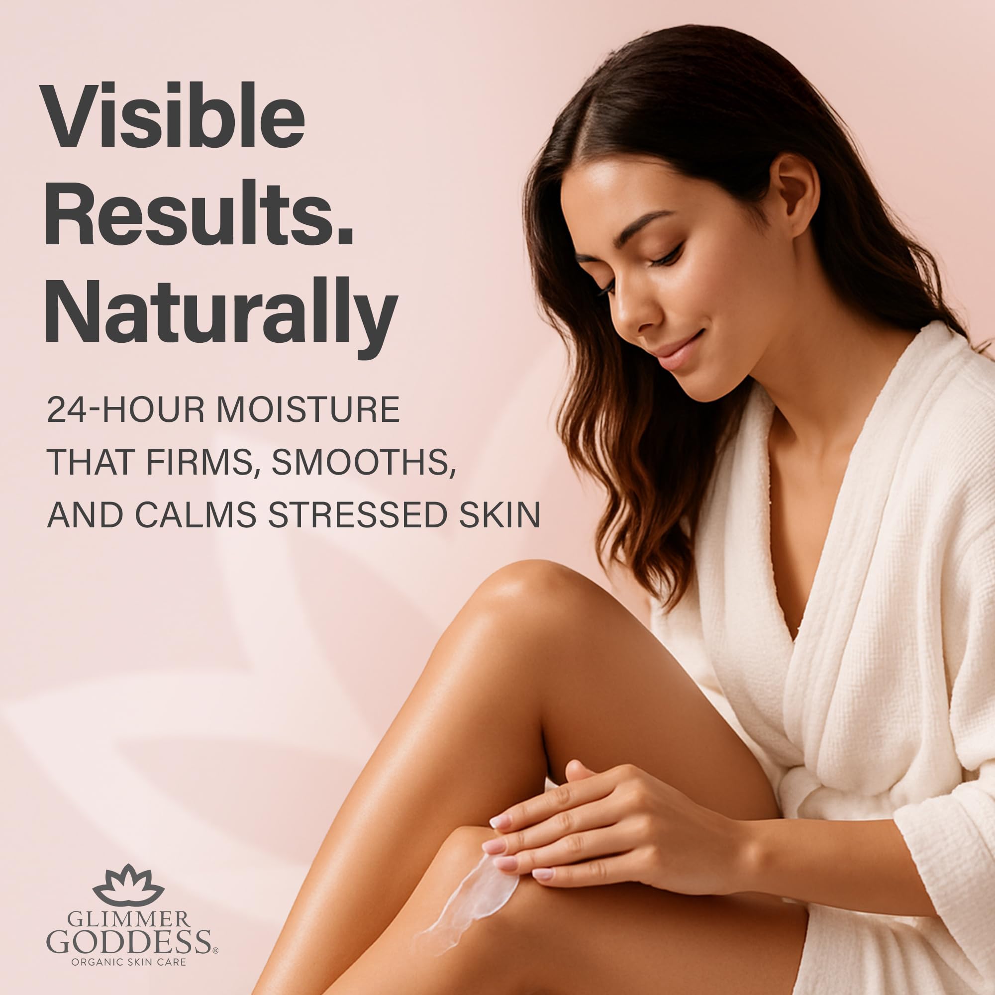 Glimmer Goddess almond oil and coconut oil image suggests natural hydration nourishment.