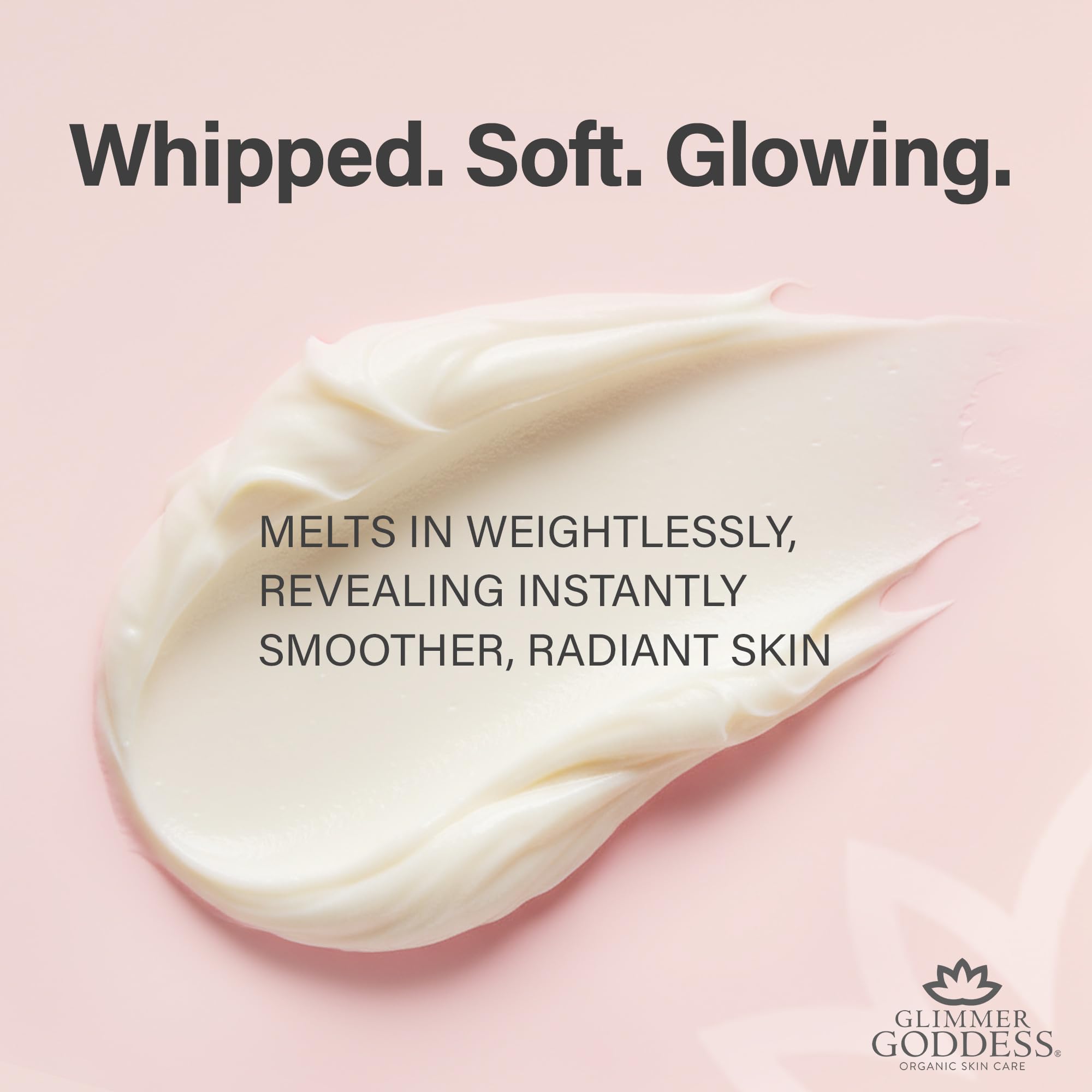 Glimmer Goddess cream application on dry skin demonstrates quick absorption and hydration.