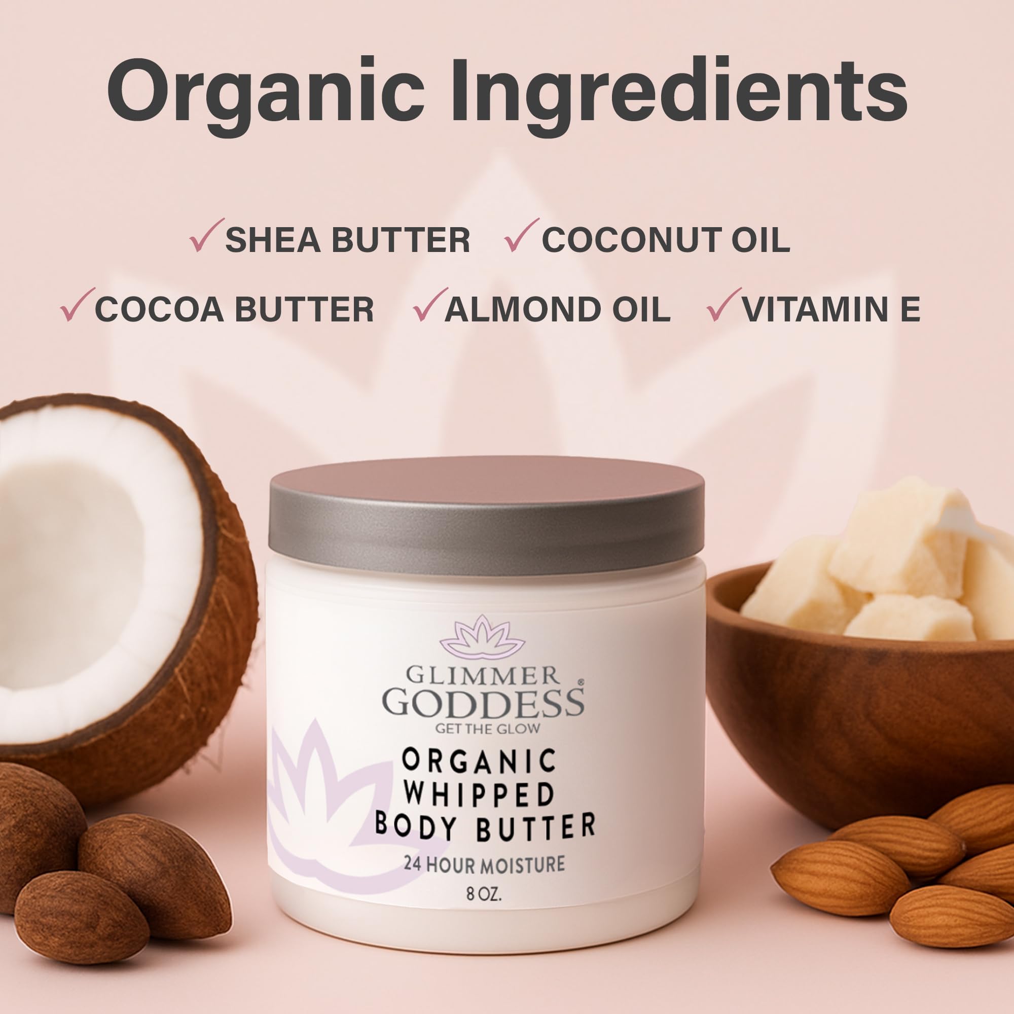 Glimmer Goddess whipped butter texture close-up shows airy, quick-absorb formula.