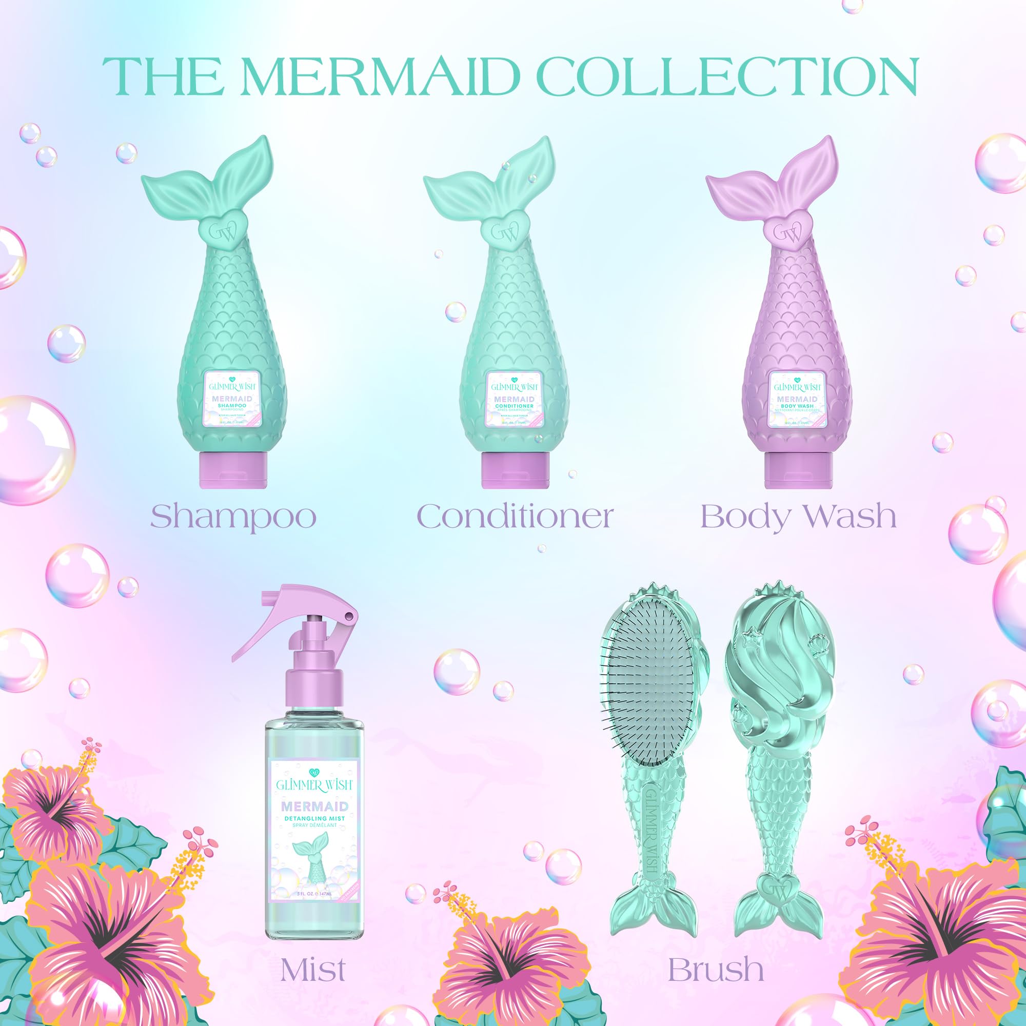 Glimmer Wish family-moments bath-time shot emphasizes safe, family-friendly haircare.