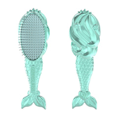 Glimmer Wish Mermaid Detangling Hair Brush in palm for easy tangle removal.