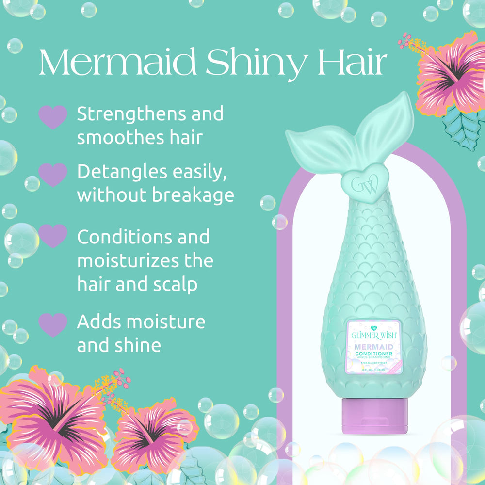 Glimmer Wish Mermaid Kids Conditioner seafoam color evokes tropical vibe and shine.
