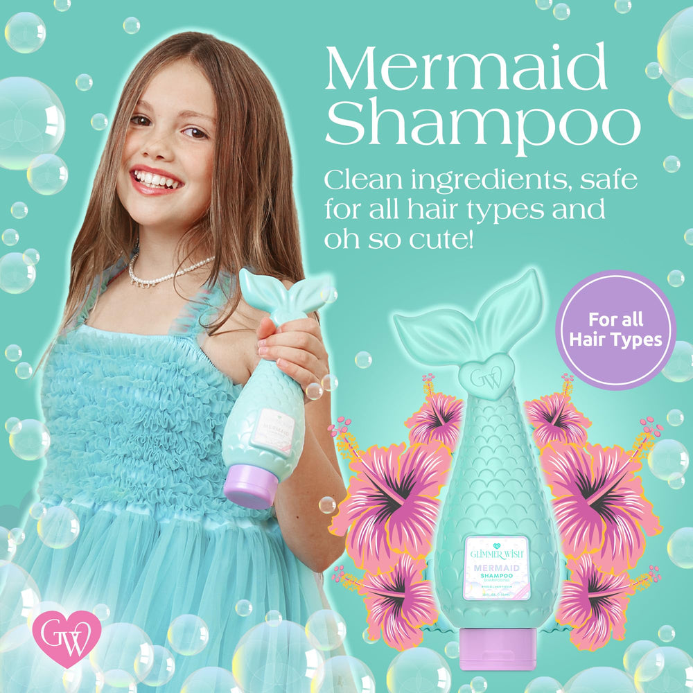 Glimmer Wish Mermaid Shampoo lavender-pearl swirl for soothing bath-time aroma.