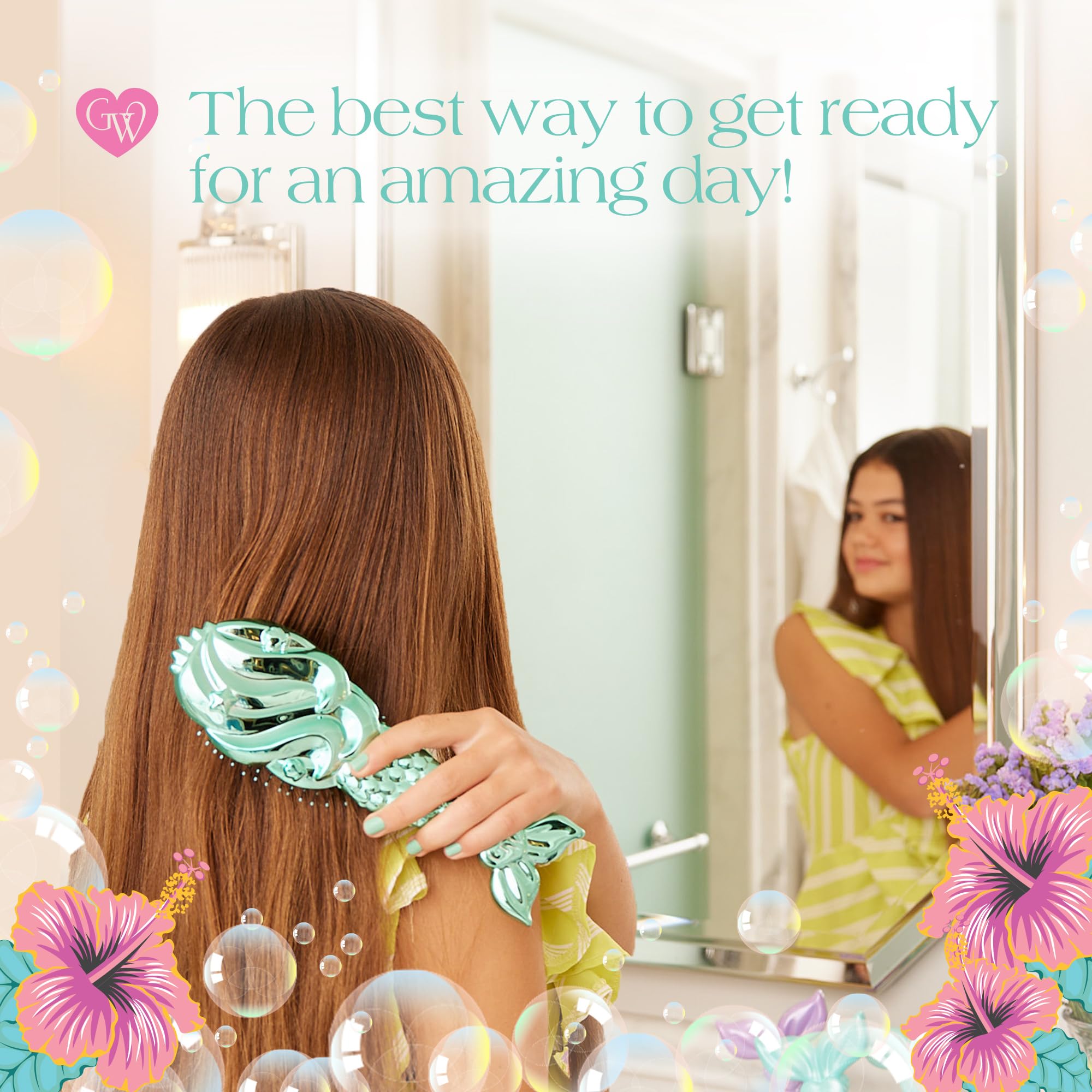 Glimmer Wish soft-base brush reduces breakage during combing.