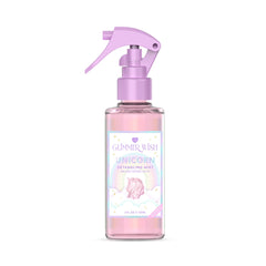 Glimmer Wish Unicorn Hair Detangler Spray bottle front showing kid-friendly design for easy on-the-go styling.