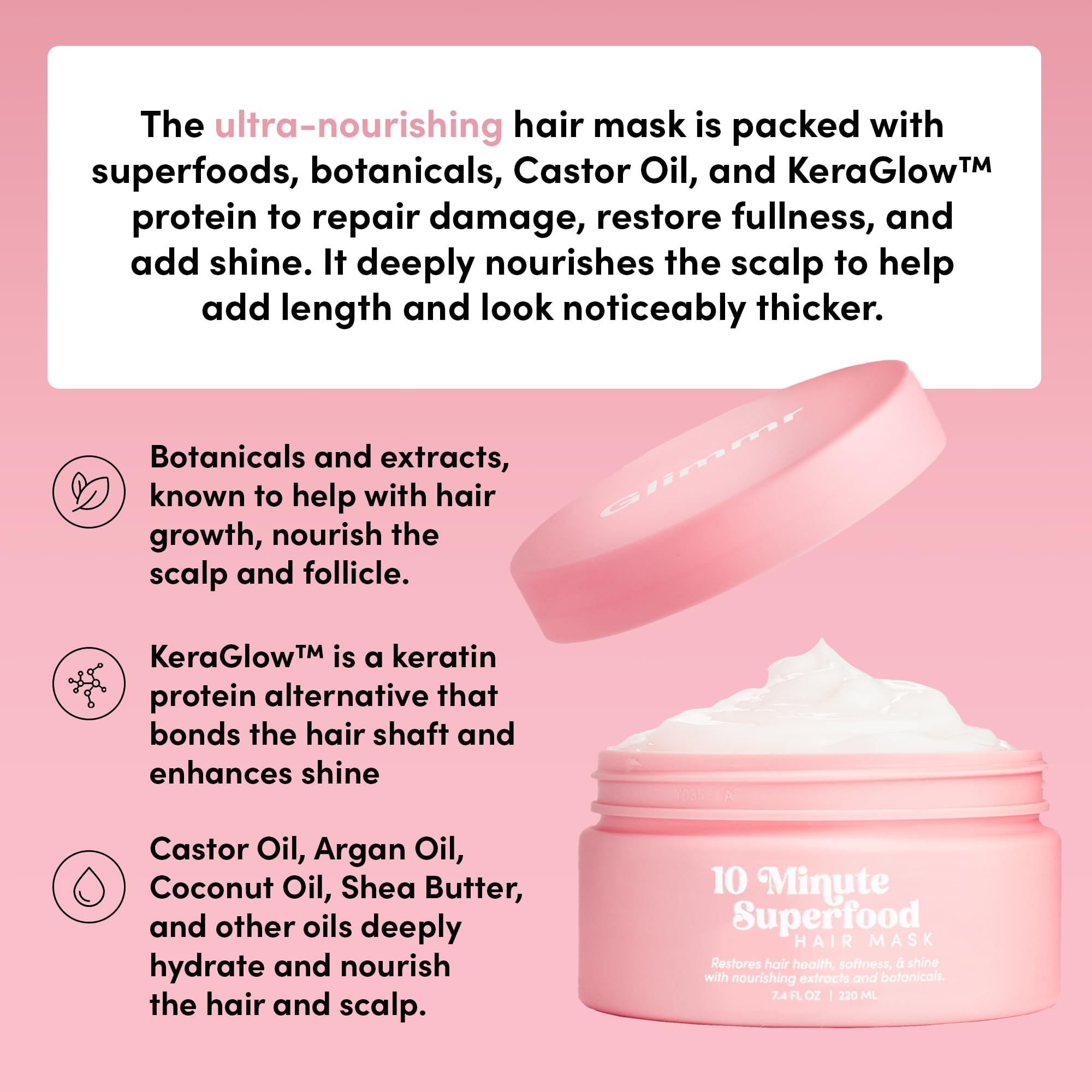 Glimmr bottle on display highlights frizz control for smoother hair