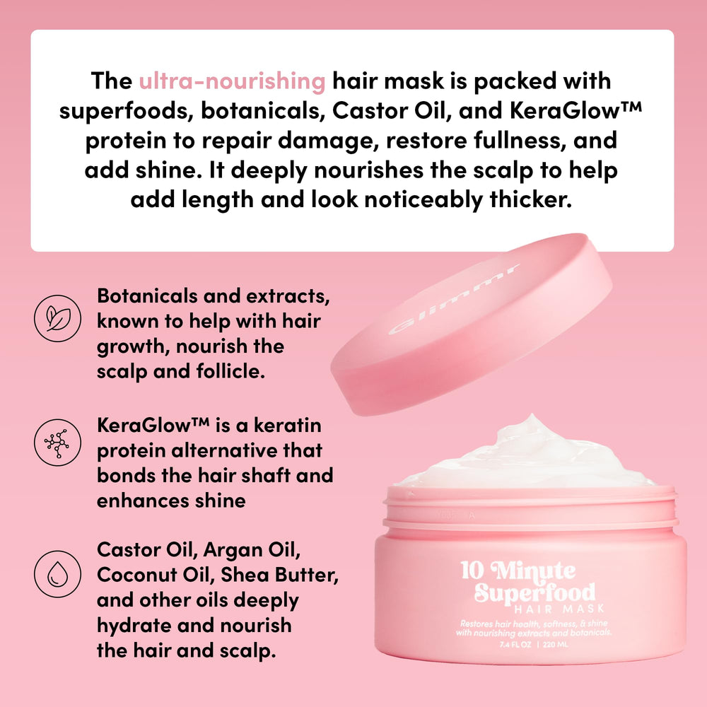 Glimmr bottle on display highlights frizz control for smoother hair