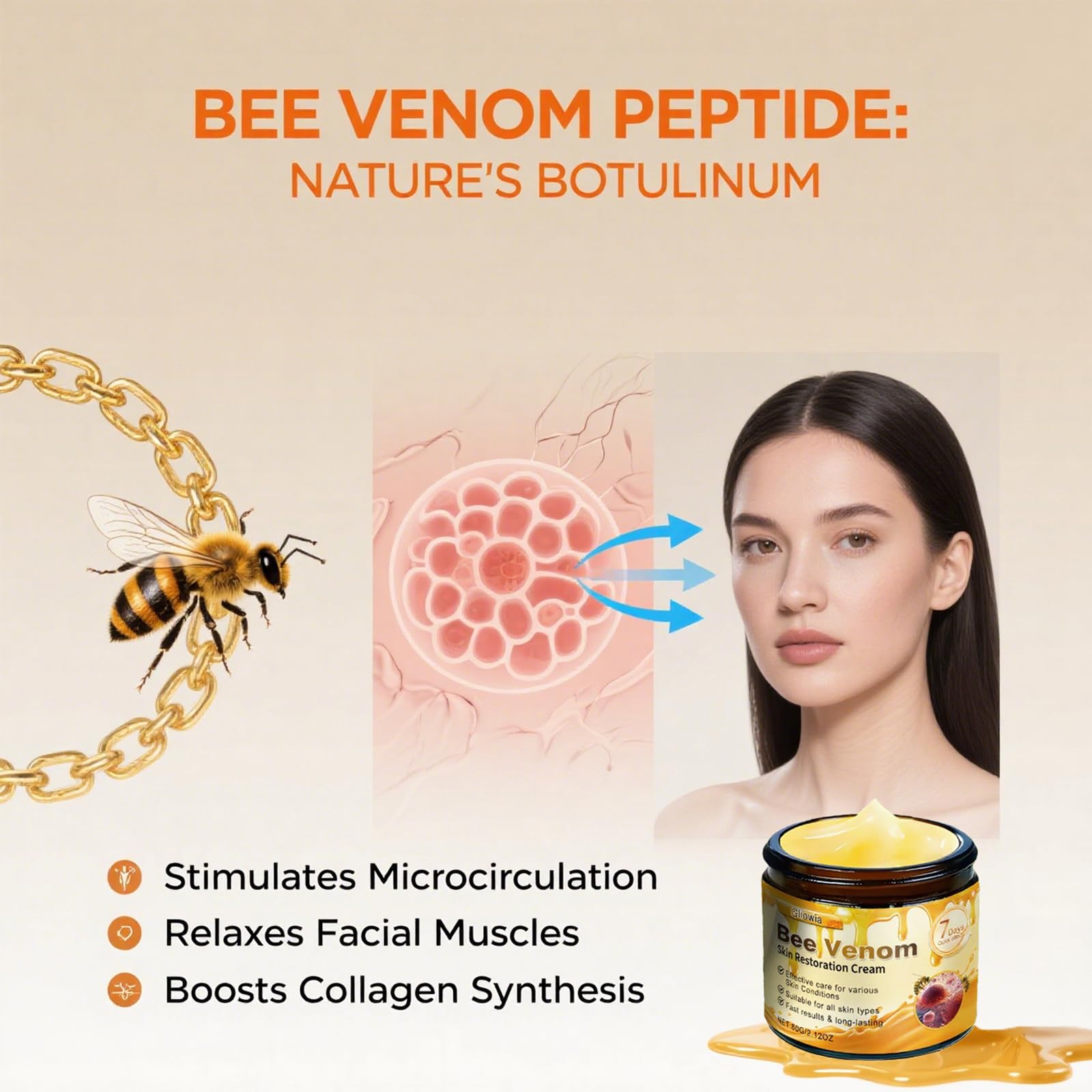 Gliowia Bee Venom Cream suitable for all skin types including sensitive