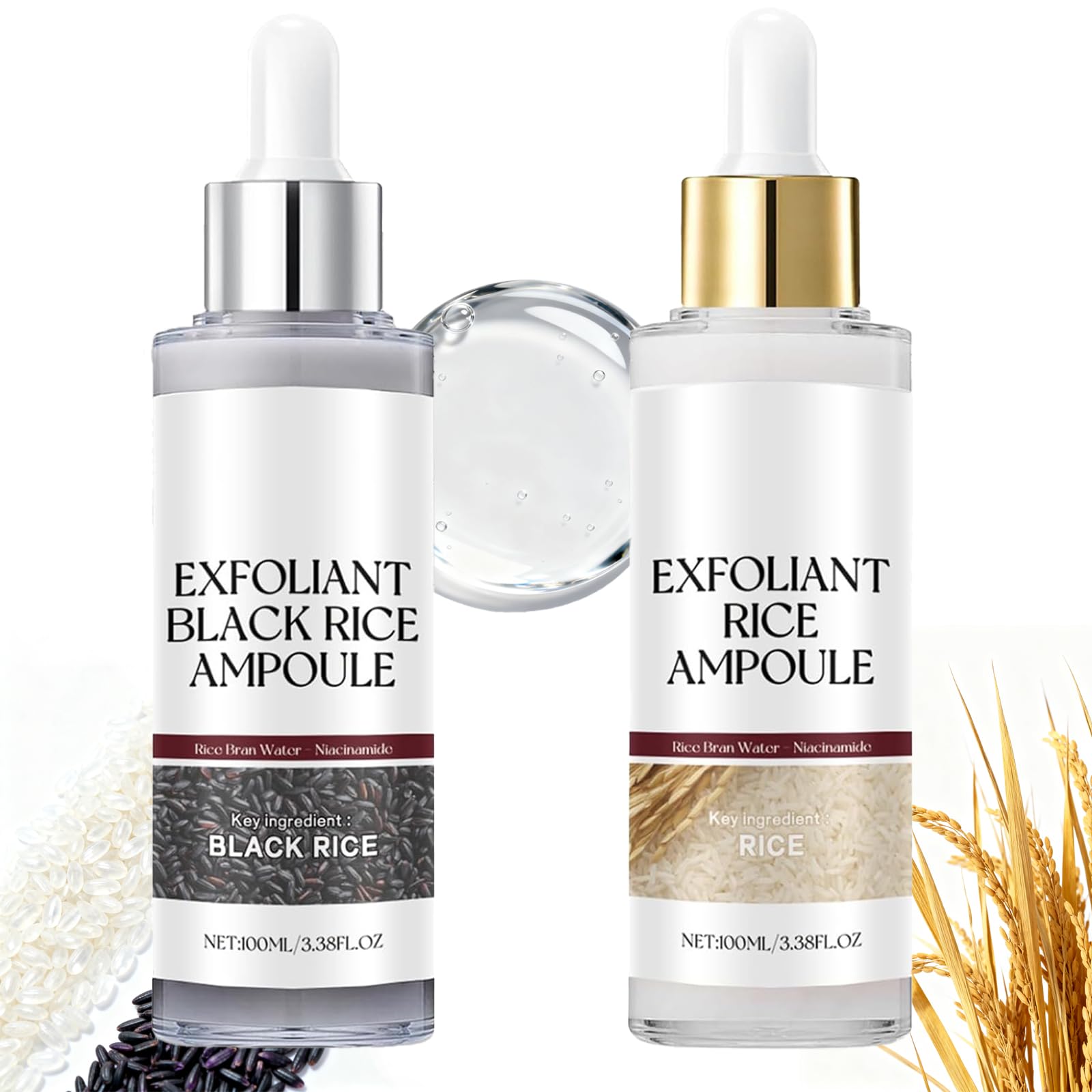 Gliowia Glow Rice Ampoule Duo pack shot showing dual exfoliants for daily care.