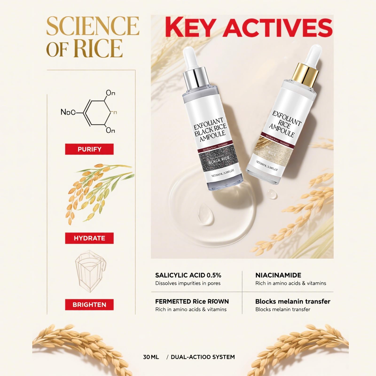 Gliowia Glow Rice Ampoule in-use for hydration and radiance.
