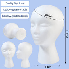 GliSun foam wig head front view highlights a female-face design for accurate wig styling.