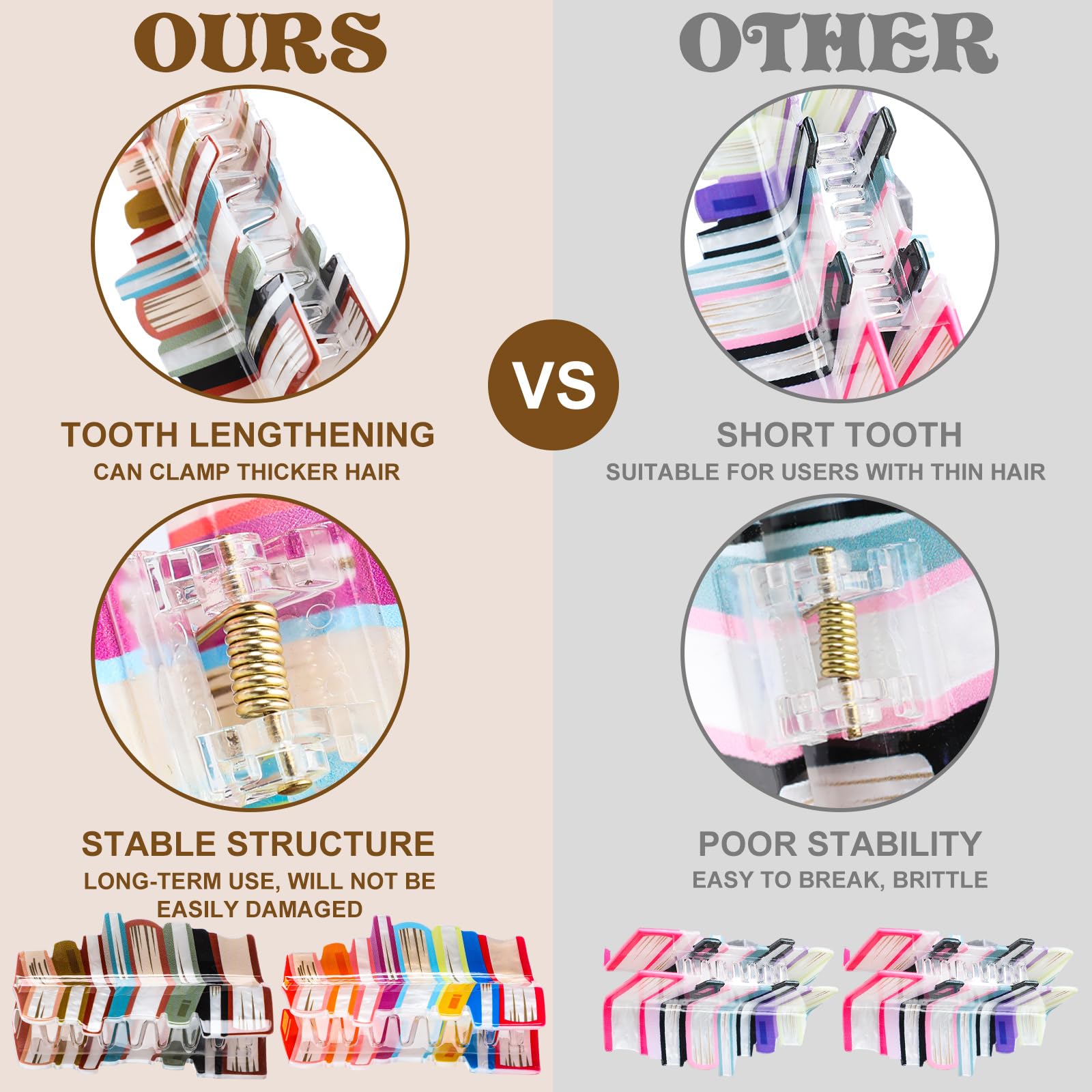 Glitinsel acrylic material book clips with smooth teeth for snag-free styling