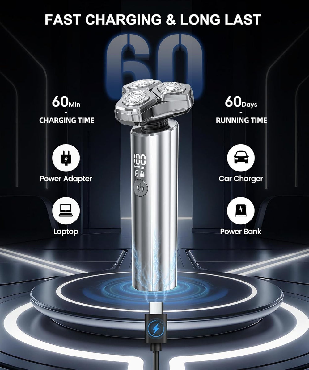 GLLAVA electric razor 3D magnetic blades close-up for adaptive precision along contours