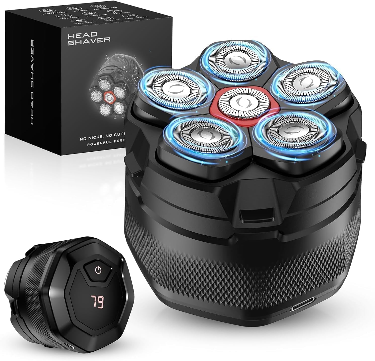 GLLAVA head shaver for bald men with 10000 RPM high-speed magnetic razor for smooth, quick shaving.