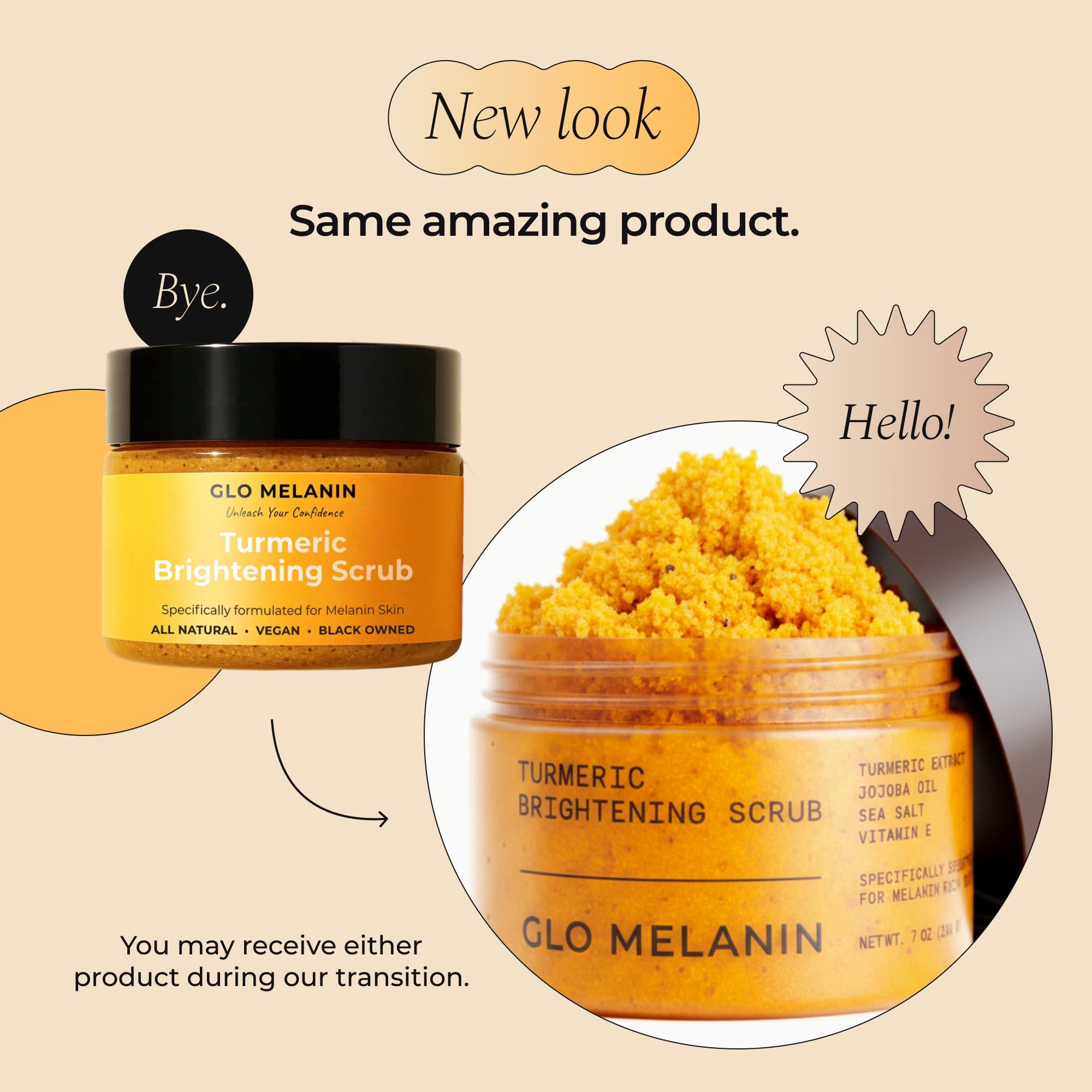 Glo Melanin Turmeric Scrub turmeric extract jar closeup