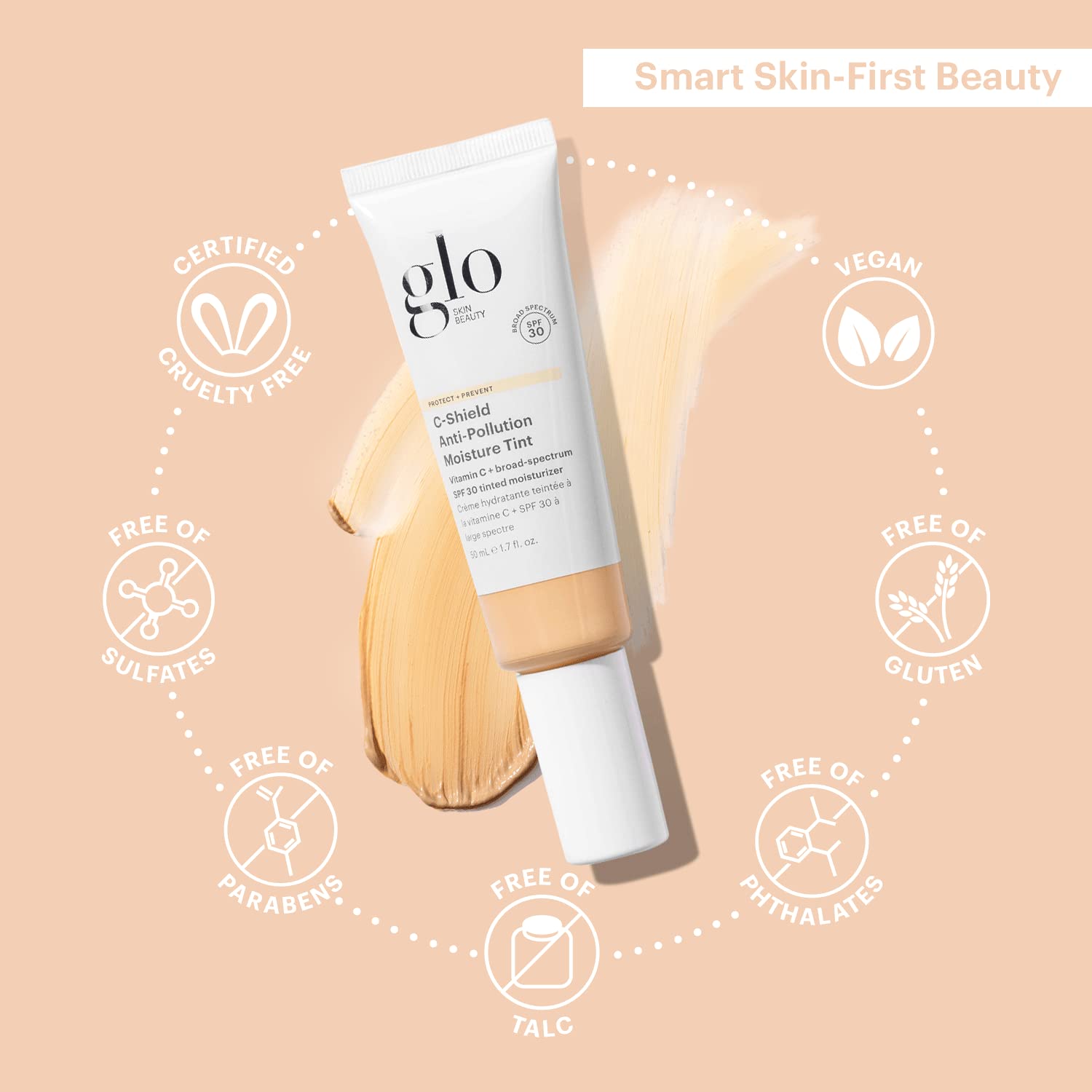 Glo Skin Beauty C-Shield weightless texture glides on smoothly for an even base.
