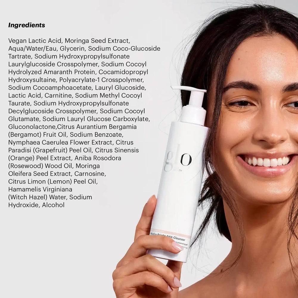 Glo Skin Beauty Hydra-Bright AHA Cleanser lactic acid exfoliation refines texture softly
