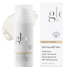Glo Skin Beauty oil-free SPF 40 bottle with pump demonstrates weightless protection.