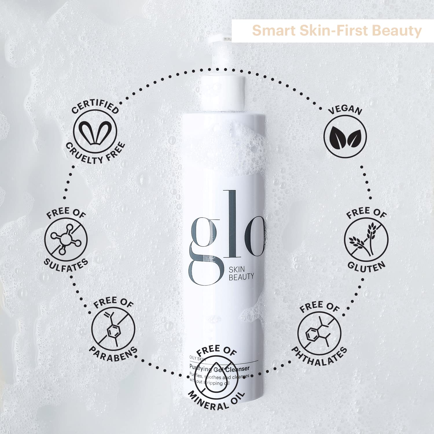 Post-wash skin looks clean and refreshed after Glo Skin Beauty Purifying Gel Cleanser