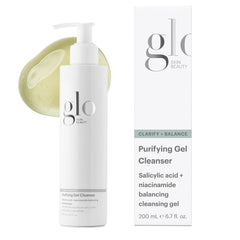 Glo Skin Beauty Purifying Gel Cleanser bottle close-up showing pore-clearing, refreshing cleanse