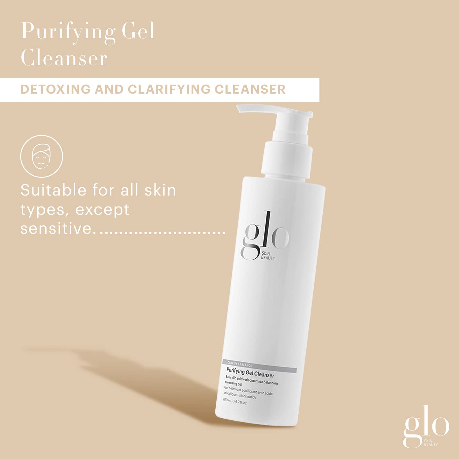 Application of Glo Skin Beauty Purifying Gel Cleanser on skin to refine texture